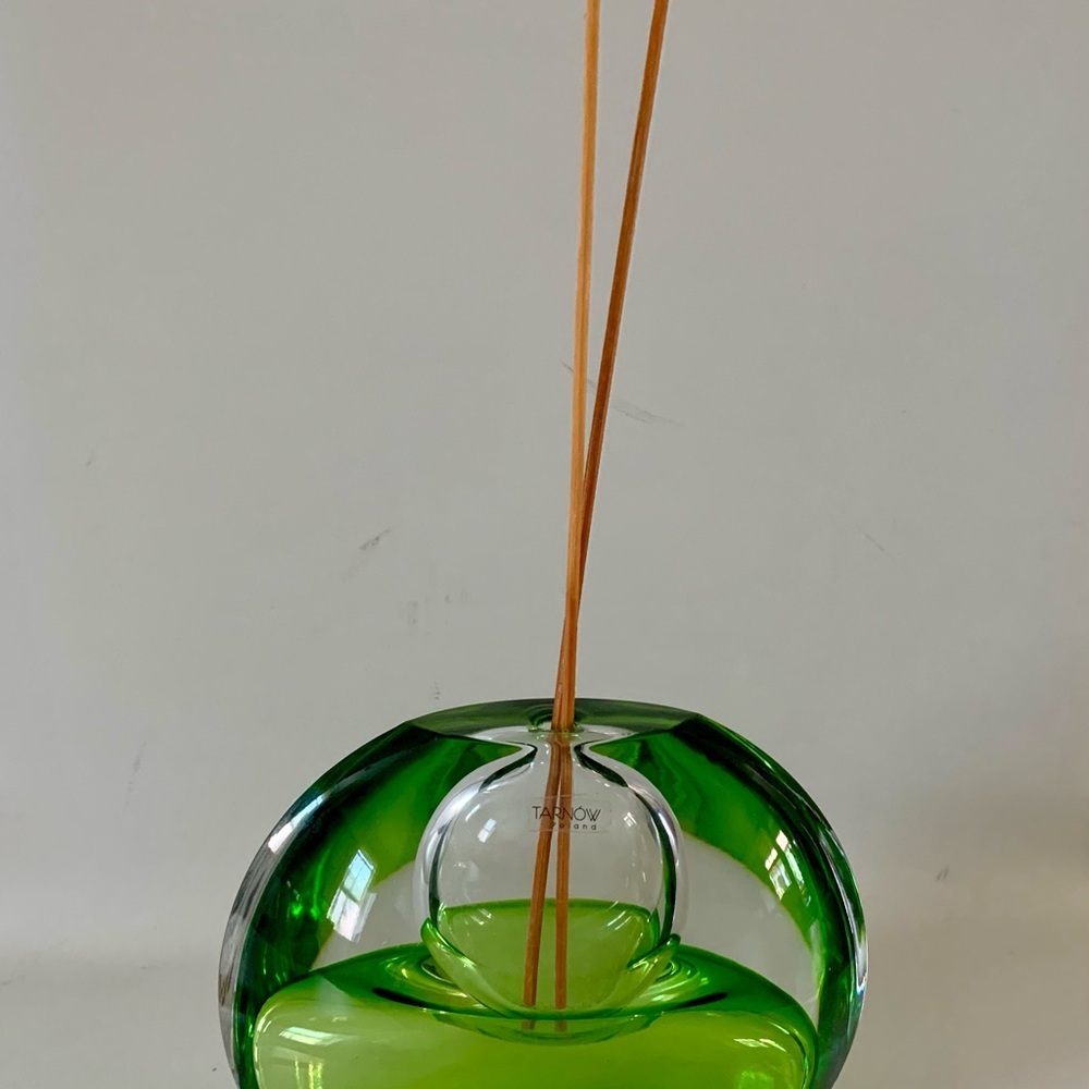 Tarnow Poland Oil Scent Vase Emerald Green Crystal Glass